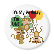Monkey Shine 1st Birthday T-shirts and Gifts Magnets