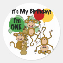 Monkey Shine 1st Birthday T-shirts and Gifts Round Sticker
