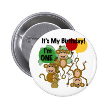 Monkey Shine 1st Birthday Tshirts and Gifts Pin