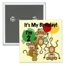 Monkey Shine 2nd Birthday Tshirts and Gifts Pins