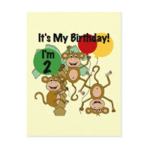 Monkey Shine 2nd Birthday Tshirts and Gifts Postcards