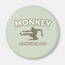 Monkey Steals the Peach Refrigerator Magnet