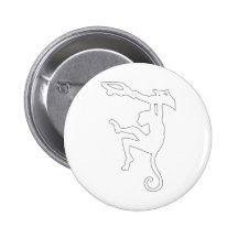 Monkey Swinging in Tree Silhouette Cartoon Pinback Button