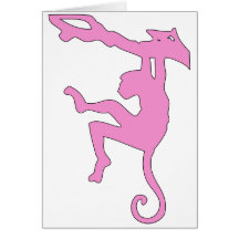 Monkey Swinging in Tree Silhouette Cartoon Cards