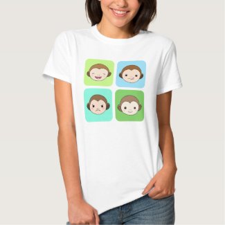 Monkey T-shirt Cute Funny Happy Monkeys Graphic