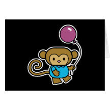 monkey with balloon card