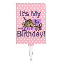 Monkey With Candle 3rd Birthday Cake Topper