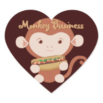 Monkey with Hotdog Heart Stickers