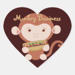 Monkey with Hotdog Heart Stickers