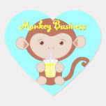 Monkey with Lemonade Heart Stickers