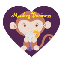 Monkey with Margarita Heart Stickers