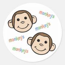 Monkeys Round Stickers