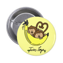Monkeys Twin Boys Tshirts and Gifts Pin