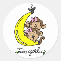 Monkeys Twin Girls T-shirts and Gifts Round Sticker