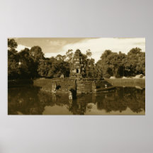Monks at the bath sepia poster