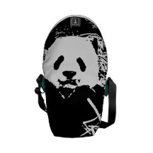 Monochromatic "black and white" adorable Panda Courier Bags