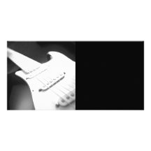 Monochrome B&W Electric Guitar Close-Up 1 Personalized Photo Card