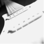 Monochrome B&W Electric Guitar Close-Up 2 Cut Out