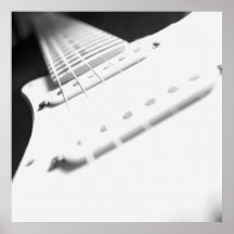 Monochrome B&W Electric Guitar Close-Up 2 Poster