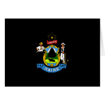 Monochrome Maine Flag Greeting Cards