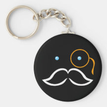 Monocle and Moustache Key Chain
