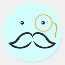 Monocle and Moustache Round Stickers