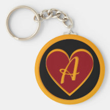 Monogram A Heart Key Chain