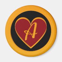 Monogram A Heart Refrigerator Magnet