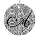 Monogram A in black and white damask Ornaments
