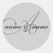monogram "A" label Round Stickers
