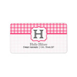 Monogram Address Label - Pink Gingham and Pink