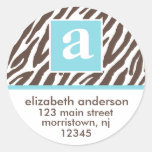 Monogram and Brown Zebra Print Address Labels Stickers