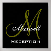 Monogram and Name Wedding Reception Sign Posters
