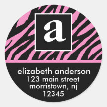 Monogram and Zebra Address Labels Stickers