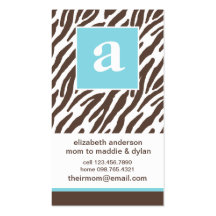 Monogram and Zebra Mommy Calling Cards Business Card Templates
