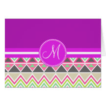 Monogram Aztec Andes Tribal Mountains Chevron Cards