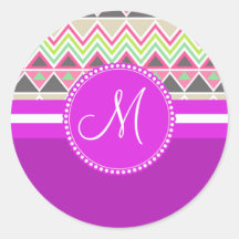 Monogram Aztec Andes Tribal Mountains Chevron Stickers