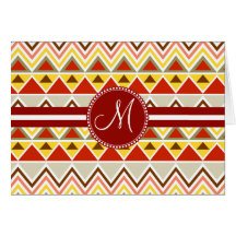 Monogram Aztec Andes Tribal Mountains Triangles Greeting Cards