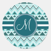 Monogram Aztec Andes Tribal Mountains Triangles Sticker