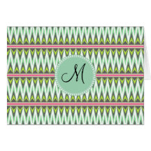 Monogram Aztec Andes Tribal Mountains Zig Zags Card