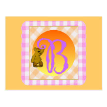 Monogram B Bear Post Card