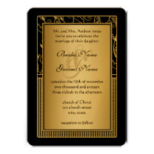 Monogram Balck and Gold Swirl Wedding Announcements