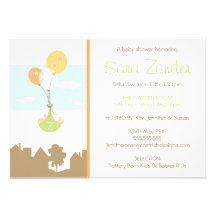 Monogram Balloon Baby Shower Invitation