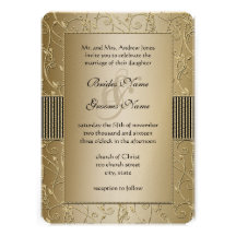 Monogram Black and Gold Swirl Wedding Personalized Invitations