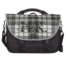Monogram Black and white Argyle Plaid  Laptop Bag