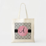 Monogram black and white flowers canvas bags