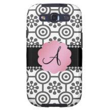 Monogram black and white flowers samsung galaxy s3 cover