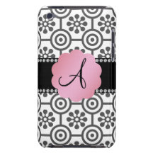 Monogram black and white flowers iPod touch Case-Mate case