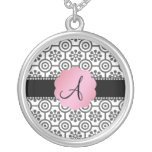 Monogram black and white flowers custom jewelry