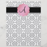 Monogram black and white flowers personalized flyer